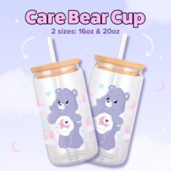 Alternative view of Care Bears Bedtime Bear 16oz & 20oz Glass Can Wrap | Digital PNG 300 DPI & SVG