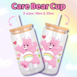 Alternative view of Care Bears Cheer Bear16oz & 20oz Glass Can Wrap | Digital PNG 300 DPI