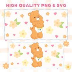 Alternative view of Care Bears Friend Bear 16oz & 20oz Glass Can Wrap | Digital PNG 300 DPI & SVG