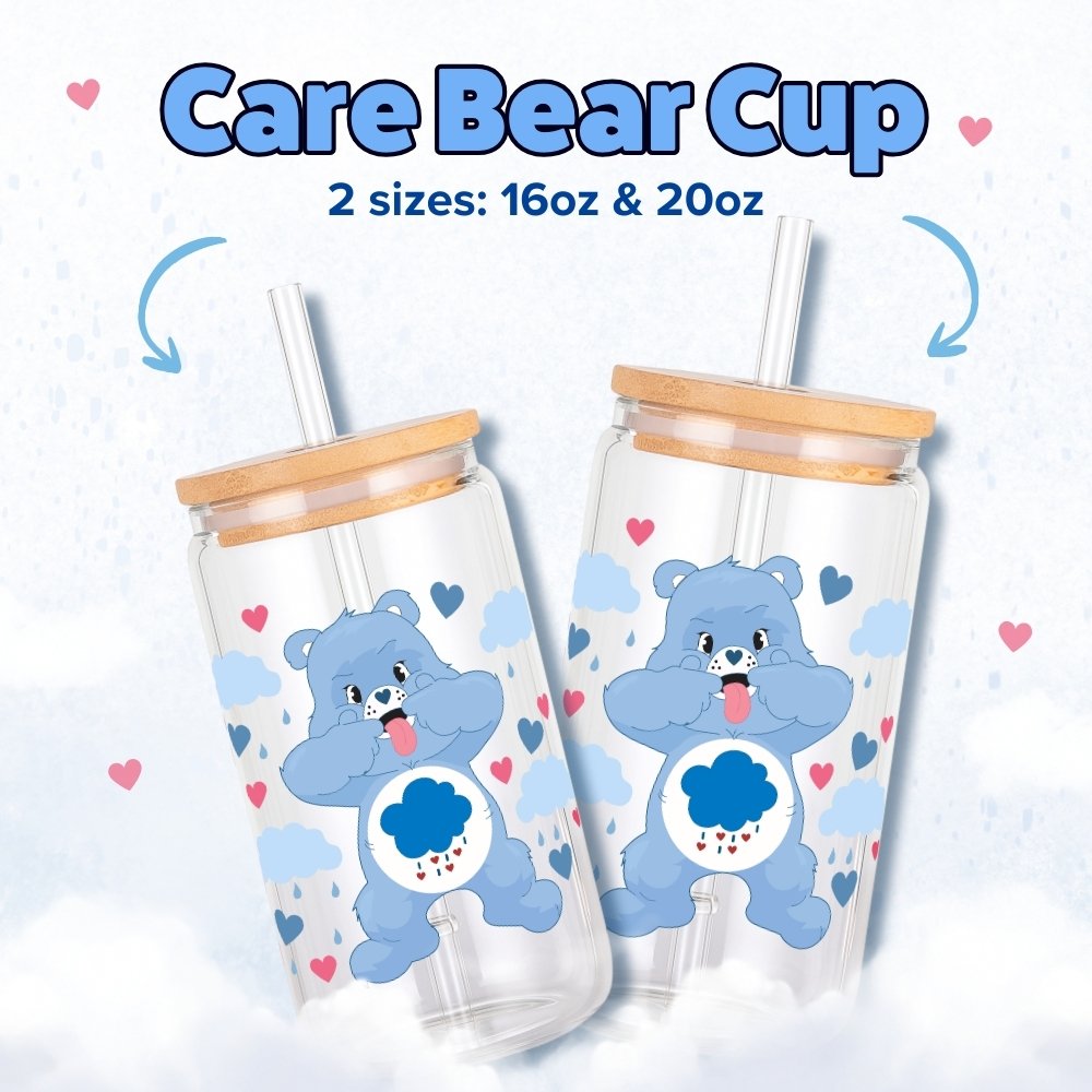 Care Bears Grumpy Bear 16oz & 20oz Glass Can Wrap | Digital PNG 300 DPI & SVG - Image 3