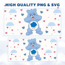Alternative view of Care Bears Grumpy Bear 16oz & 20oz Glass Can Wrap | Digital PNG 300 DPI & SVG