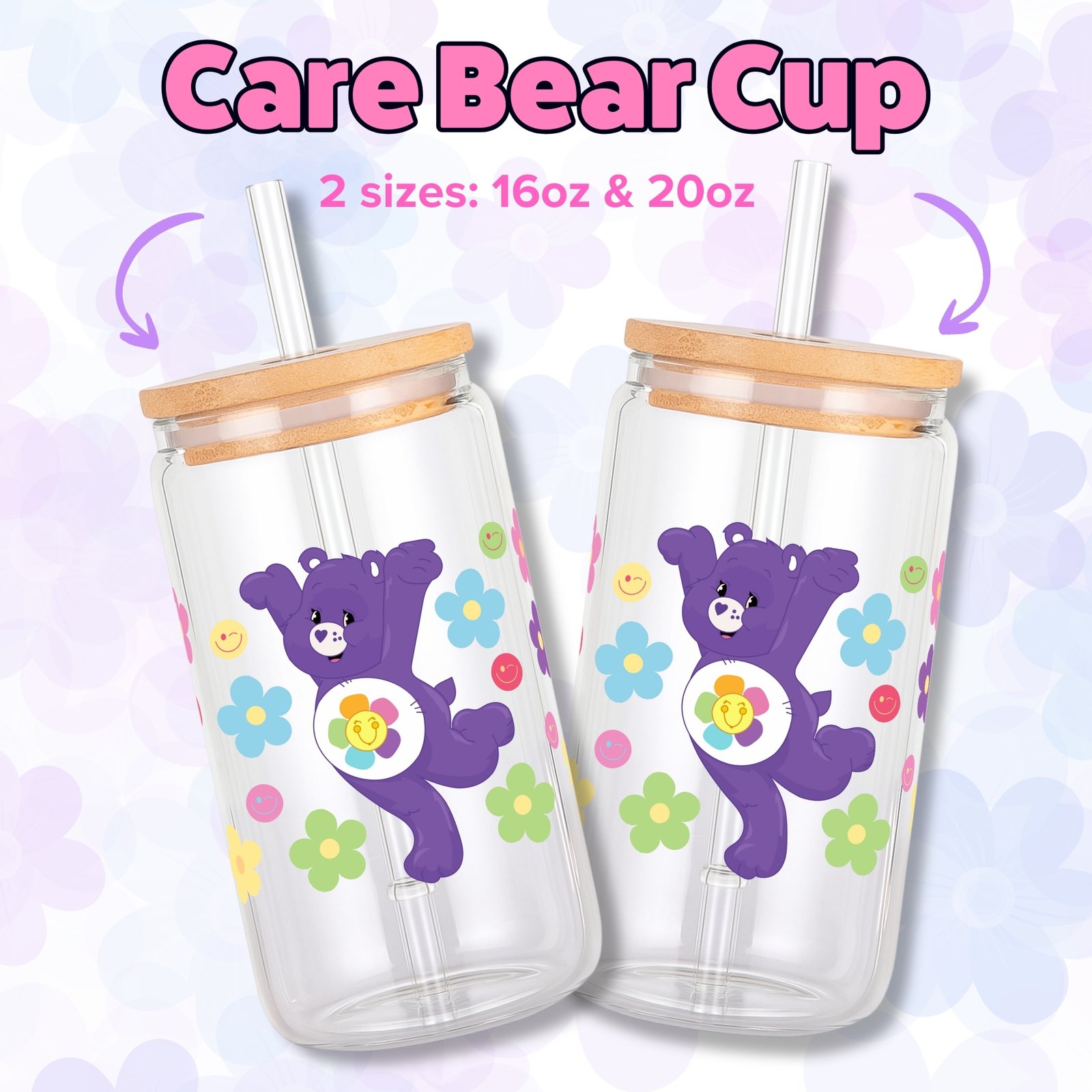 Care Bears Harmony Bear 16oz & 20oz Glass Can Wrap | Digital PNG 300 DPI & SVG - Image 3