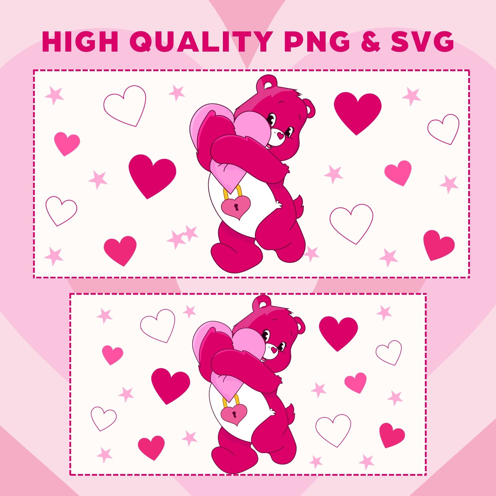 Care Bears Secret Bear 16oz & 20oz Glass Can Wrap | Digital PNG 300 DPI & SVG - Image 2