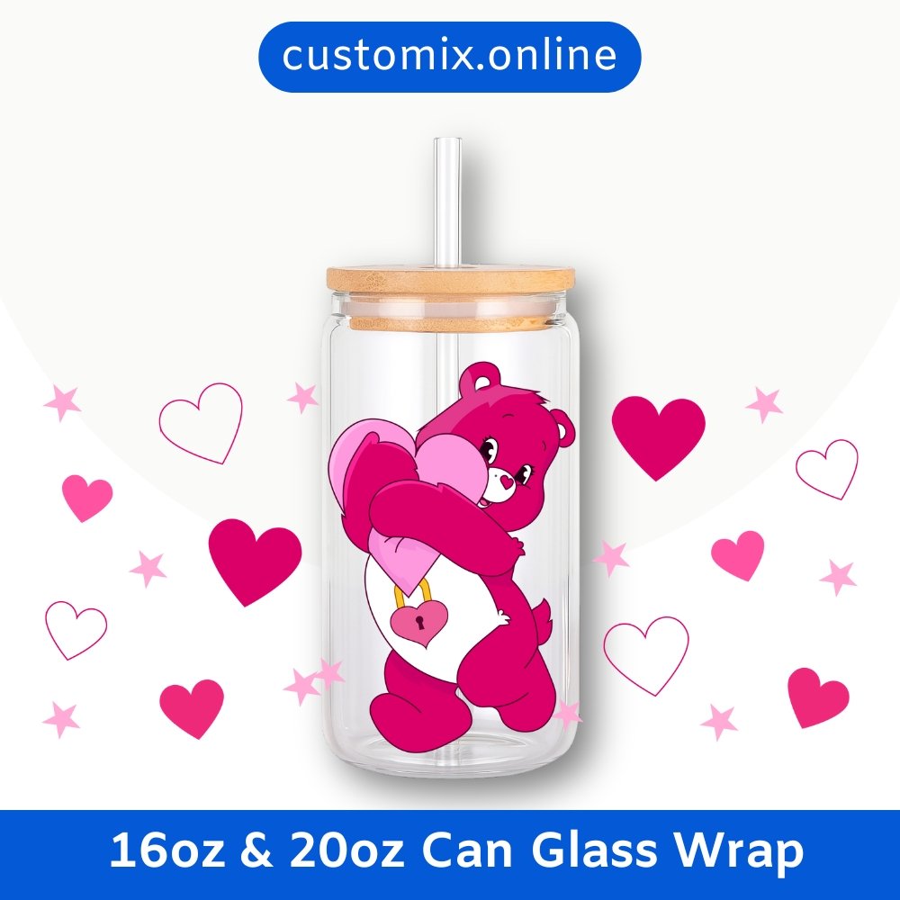 Care Bears Secret Bear 16oz & 20oz Glass Can Wrap | Digital PNG 300 DPI & SVG