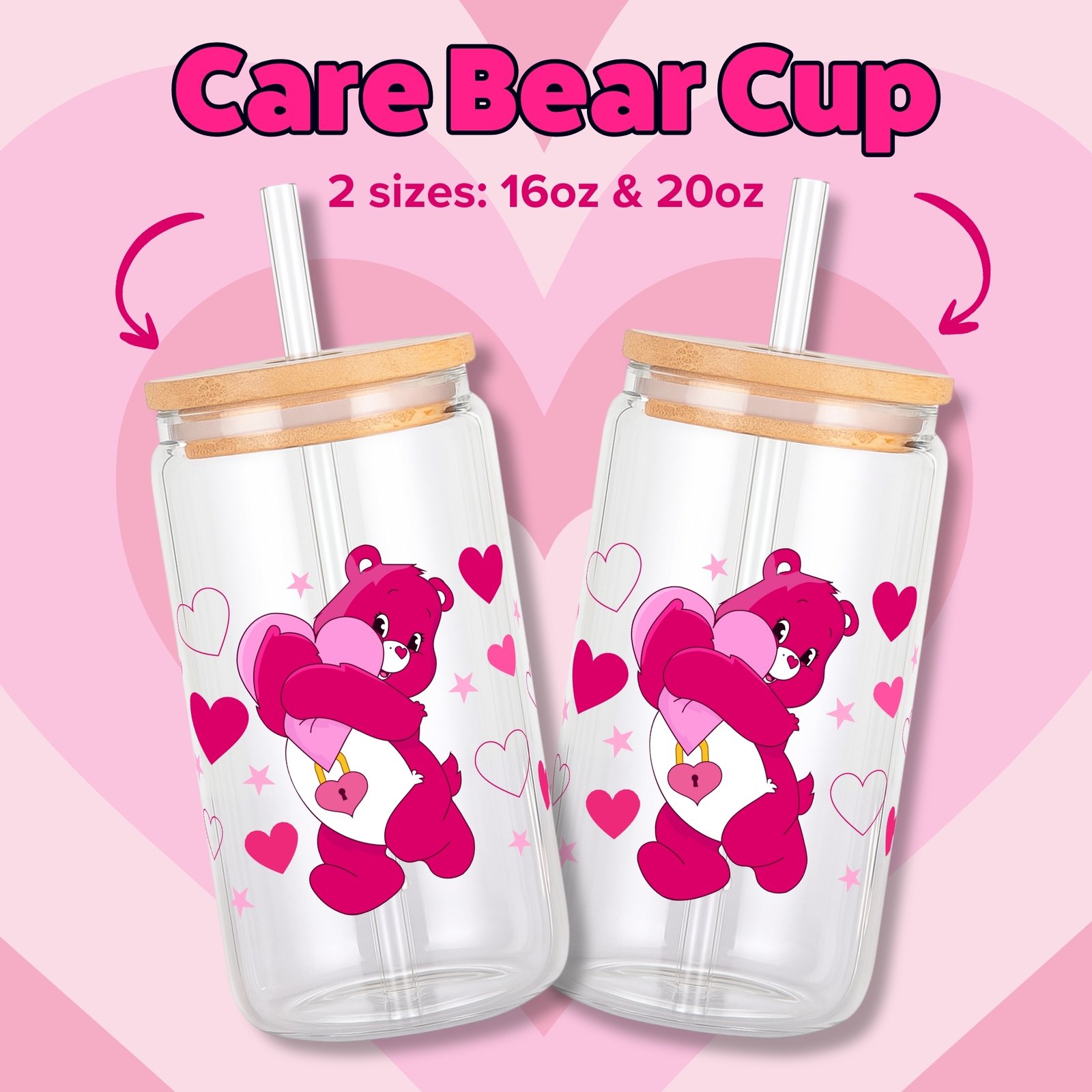 Care Bears Secret Bear 16oz & 20oz Glass Can Wrap | Digital PNG 300 DPI & SVG - Image 3