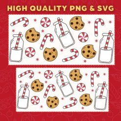 Alternative view of Christmas Cookies and Milk 16oz & 20oz Glass Can Wrap | Digital PNG 300 DPI & SVG