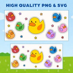Alternative view of Colorful Rubber Ducks 16oz & 20oz Glass Can Wrap | Digital PNG 300 DPI & SVG