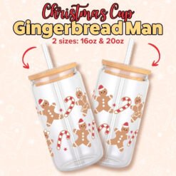 Alternative view of Gingerbread Cookie 16oz  &20z Glass Can Wrap | Digital PNG 300 DPI