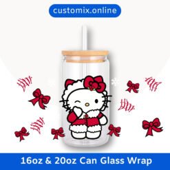 Hello Kitty Christmas 16oz & 20oz Glass Can Wrap | Digital PNG 300 DPI & SVG