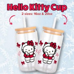Alternative view of Hello Kitty Christmas 16oz & 20oz Glass Can Wrap | Digital PNG 300 DPI & SVG