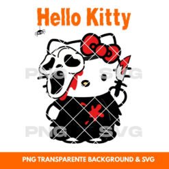 Halloween illustration Hello Kitty Scream - Printable PNG & SVG