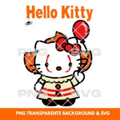 Halloween illustration Hello Kitty Pennywise - Printable PNG & SVG