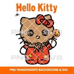 Halloween illustration Hello Kitty Scarecrow - Printable PNG & SVG