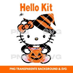 Halloween illustration Hello Kitty Pumpkin - Printable PNG & SVG