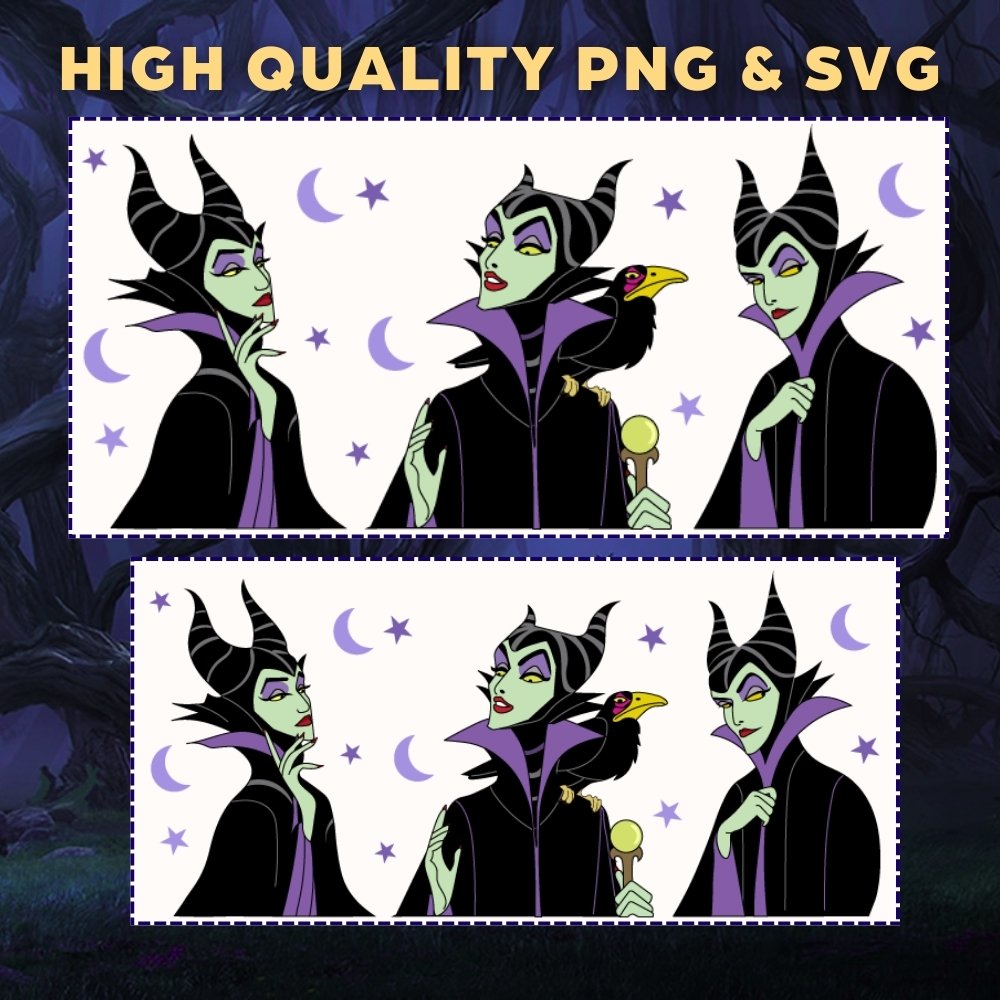 Maleficent Villain 16oz & 20oz Glass Can Wrap | Digital PNG 300 DPI - Image 3