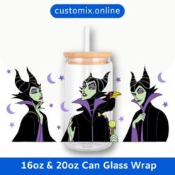 Maleficent Villain 16oz & 20oz Glass Can Wrap | Digital PNG 300 DPI