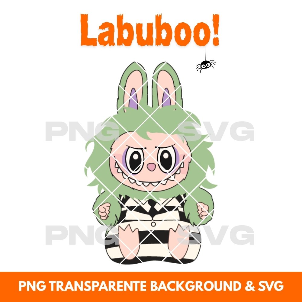 Halloween illustration Labubu Beetlejuice - Printable PNG & SVG