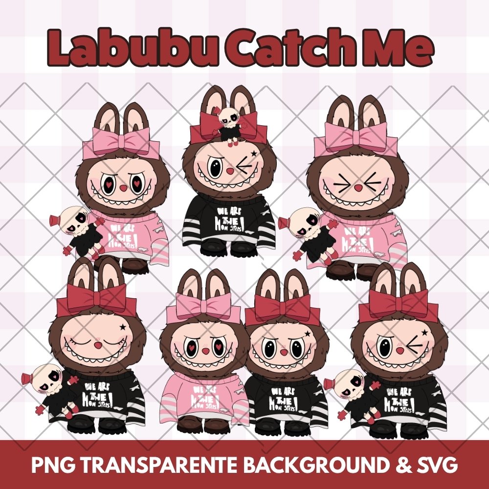 Halloween Labubu Catch Me Clipart Bundle - Printable PNG & SVG