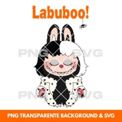 Halloween illustration Labubu Cruella - Printable PNG & SVG