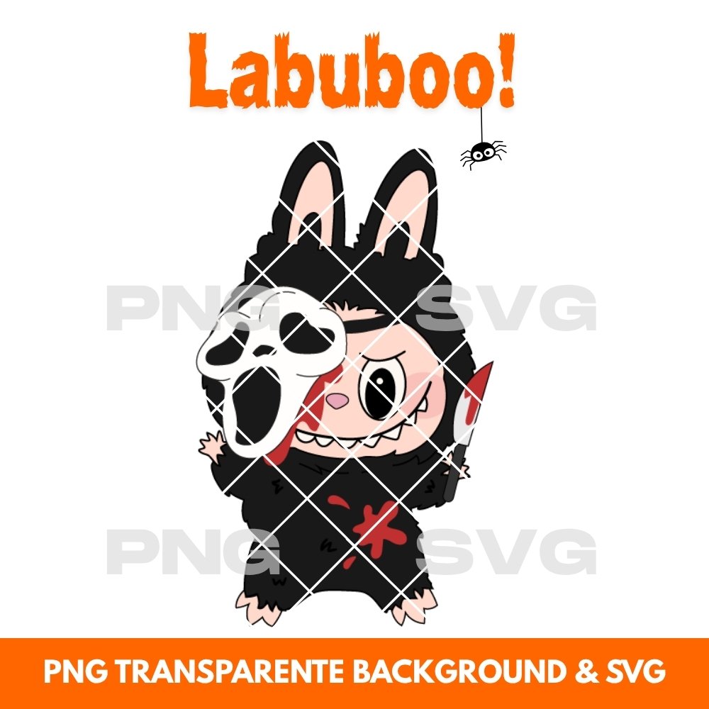 Halloween illustration Labubu Scream - Printable PNG & SVG