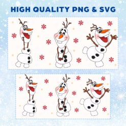 Alternative view of Olaf Snowman 16oz & 20oz Glass Can Wrap | Digital PNG 300 DPI & SVG