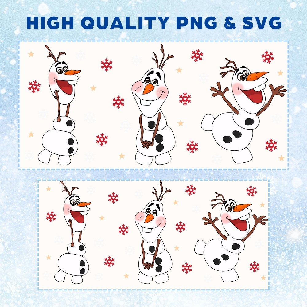 Olaf Snowman 16oz & 20oz Glass Can Wrap | Digital PNG 300 DPI & SVG - Image 2