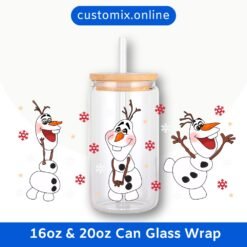 Olaf Snowman 16oz & 20oz Glass Can Wrap | Digital PNG 300 DPI & SVG