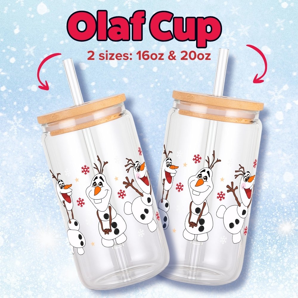 Olaf Snowman 16oz & 20oz Glass Can Wrap | Digital PNG 300 DPI & SVG - Image 3
