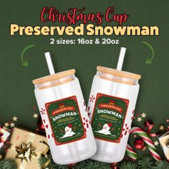 Alternative view of Preserved Melted Snowman Label Glass Can Wrap | Digital PNG 300 DPI