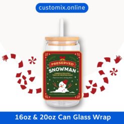 Preserved Melted Snowman Label Glass Can Wrap | Digital PNG 300 DPI