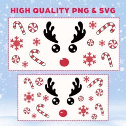 Alternative view of Reindeer Christmas 16oz & 20oz Glass Can Wrap | Digital PNG 300 DPI & SVG