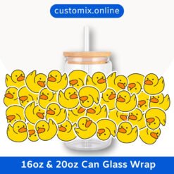 Rubber Duck 16oz & 20oz Glass Can Wrap | Digital PNG 300 DPI & SVG