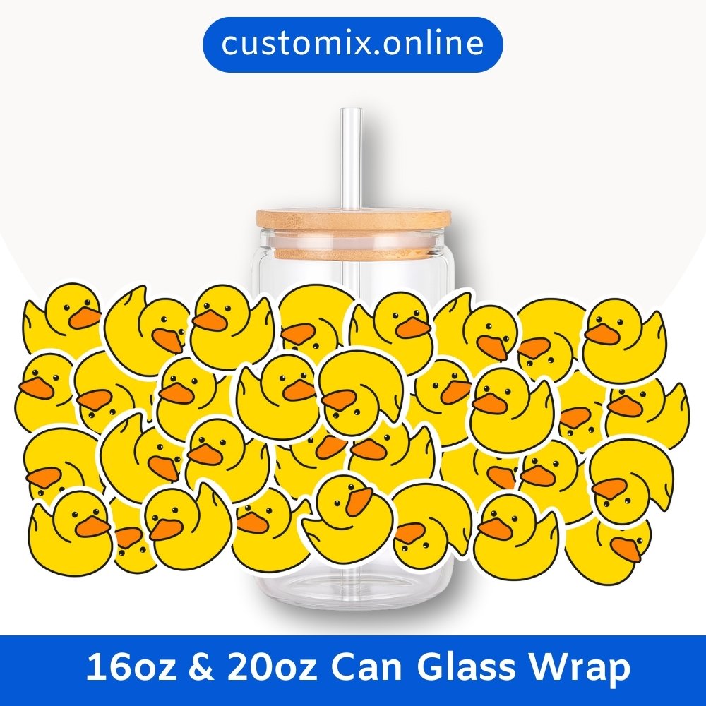Rubber Duck 16oz & 20oz Glass Can Wrap | Digital PNG 300 DPI & SVG