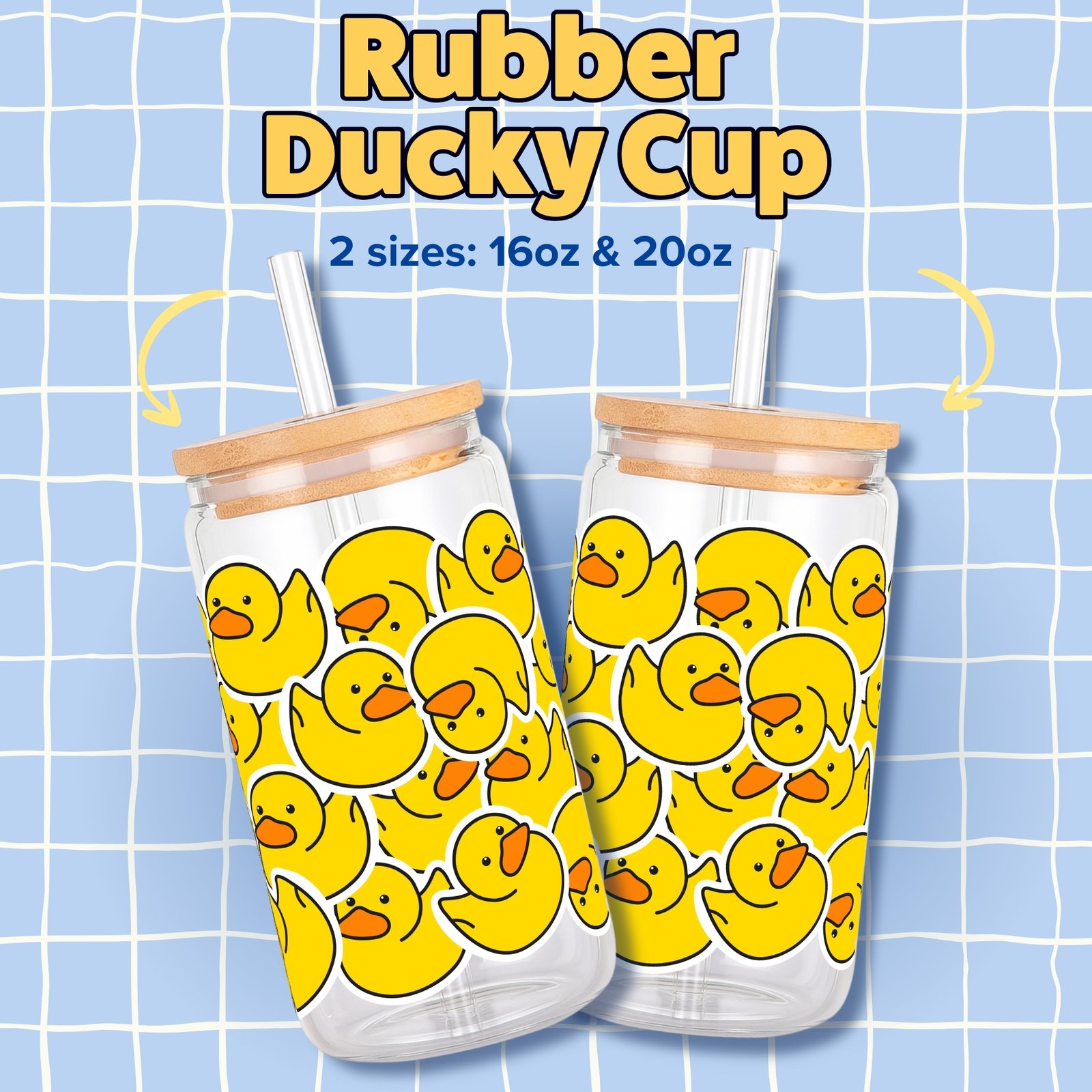 Rubber Duck 16oz & 20oz Glass Can Wrap | Digital PNG 300 DPI & SVG - Image 3