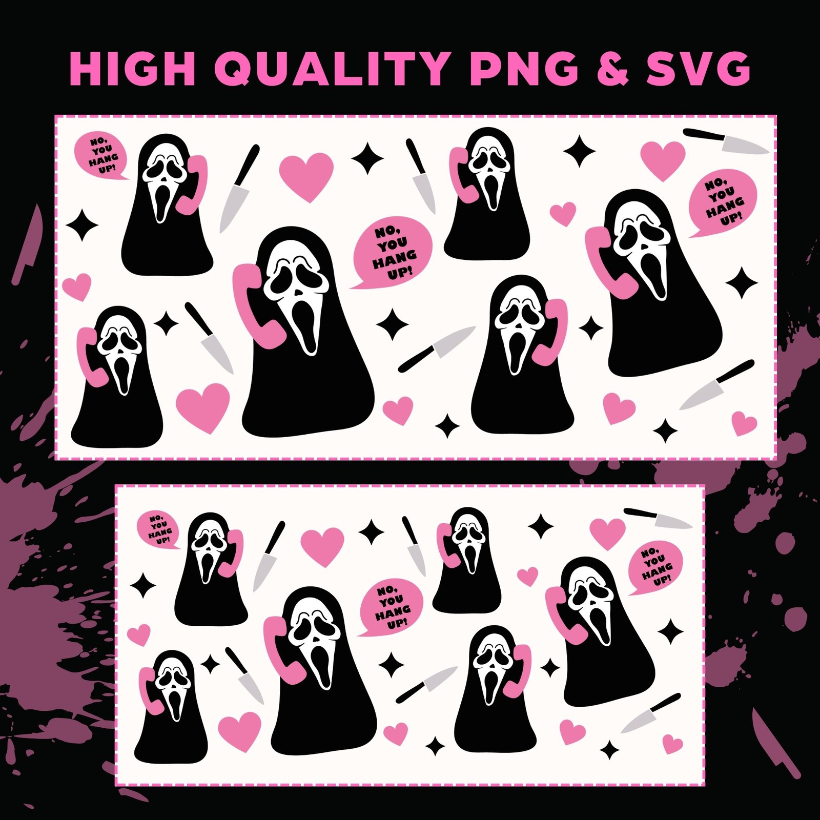 Scream Ghostface 16oz & 20oz Glass Can Wrap | Digital PNG 300 DPI - Design 2 - Image 3