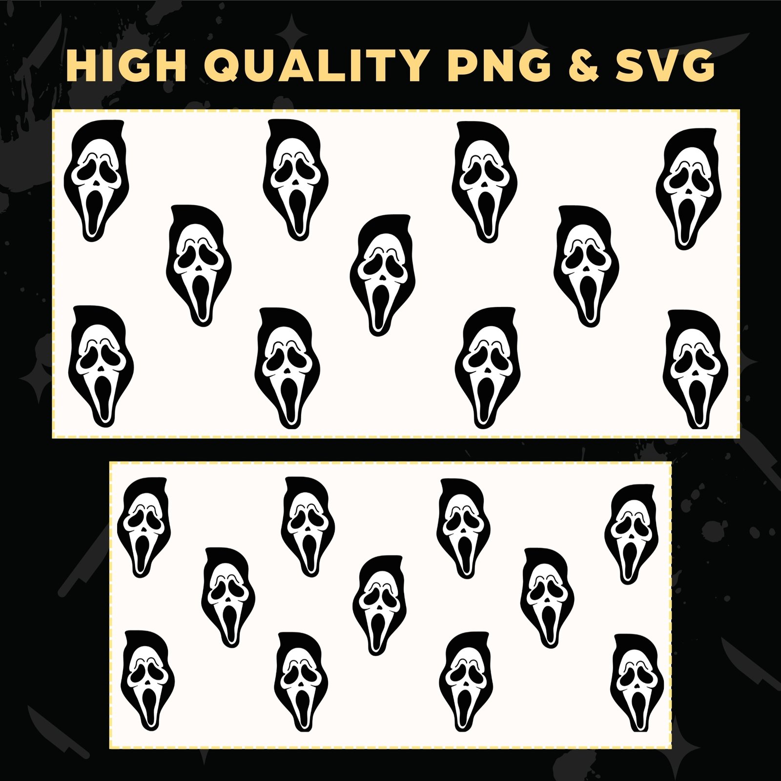 Scream Ghostface 16oz &20oz Glass Can Wrap | Digital PNG 300 DPI - Design 3 - Image 2