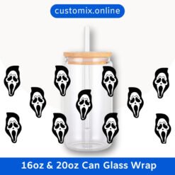 Scream Ghostface 16oz &20oz Glass Can Wrap | Digital PNG 300 DPI - Design 3