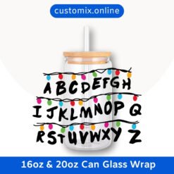 Stranger Things Lights 16oz & 20oz Glass Can Wrap | Digital PNG 300 DPI & SVG