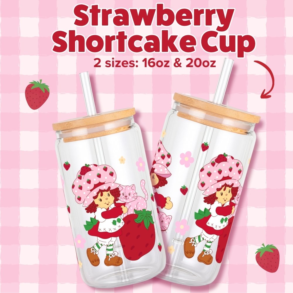 Strawberry Shortcake 16oz & 20oz Glass Can Wrap | Digital PNG 300 DPI - Image 2