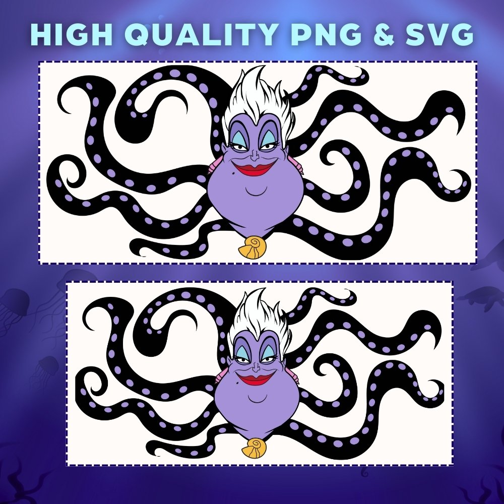 Ursula Sea Witch 16oz & 20oz Glass Can Wrap | Digital PNG 300 DPI & SVG - Image 3