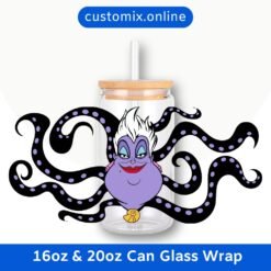 Ursula Sea Witch 16oz & 20oz Glass Can Wrap | Digital PNG 300 DPI & SVG