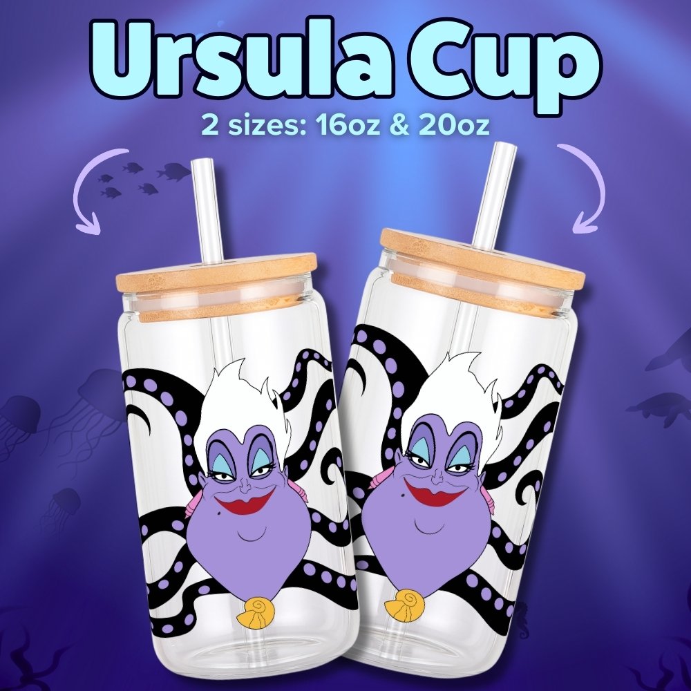 Ursula Sea Witch 16oz & 20oz Glass Can Wrap | Digital PNG 300 DPI & SVG - Image 2