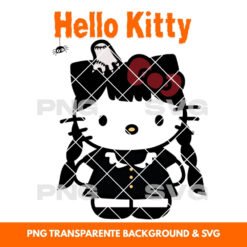 Halloween illustration Hello Kitty Wednesday - Printable PNG & SVG