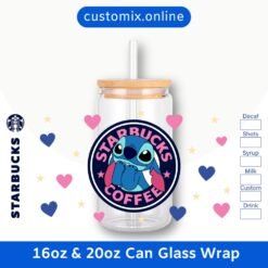 Stitch Coffee 16oz & 20oz Glass Can Wrap | Digital PNG 300 DPI & SVG