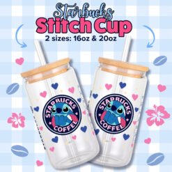 Alternative view of Stitch Coffee 16oz & 20oz Glass Can Wrap | Digital PNG 300 DPI & SVG